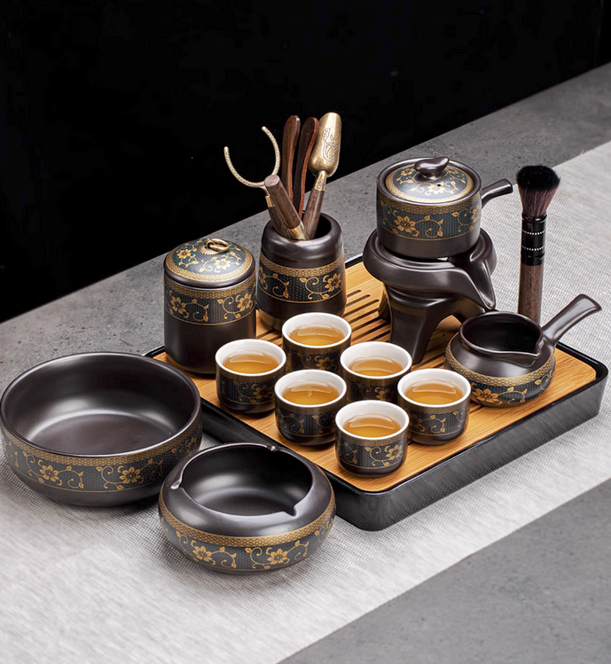 懶人茶具套裝家用喝茶防燙泡茶壺陶瓷 功夫茶杯石磨半自動(dòng)沖茶神器