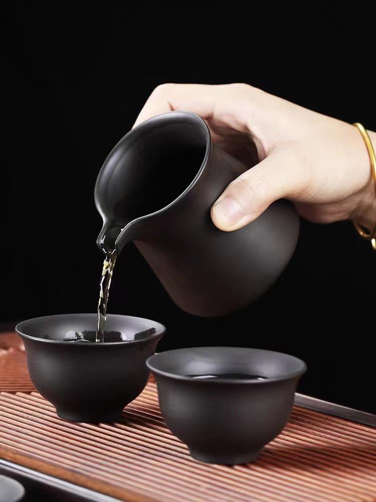 黑泥紫砂功夫茶具套裝家用簡(jiǎn)約泡 茶器整套高檔紫砂茶具中式送禮用
